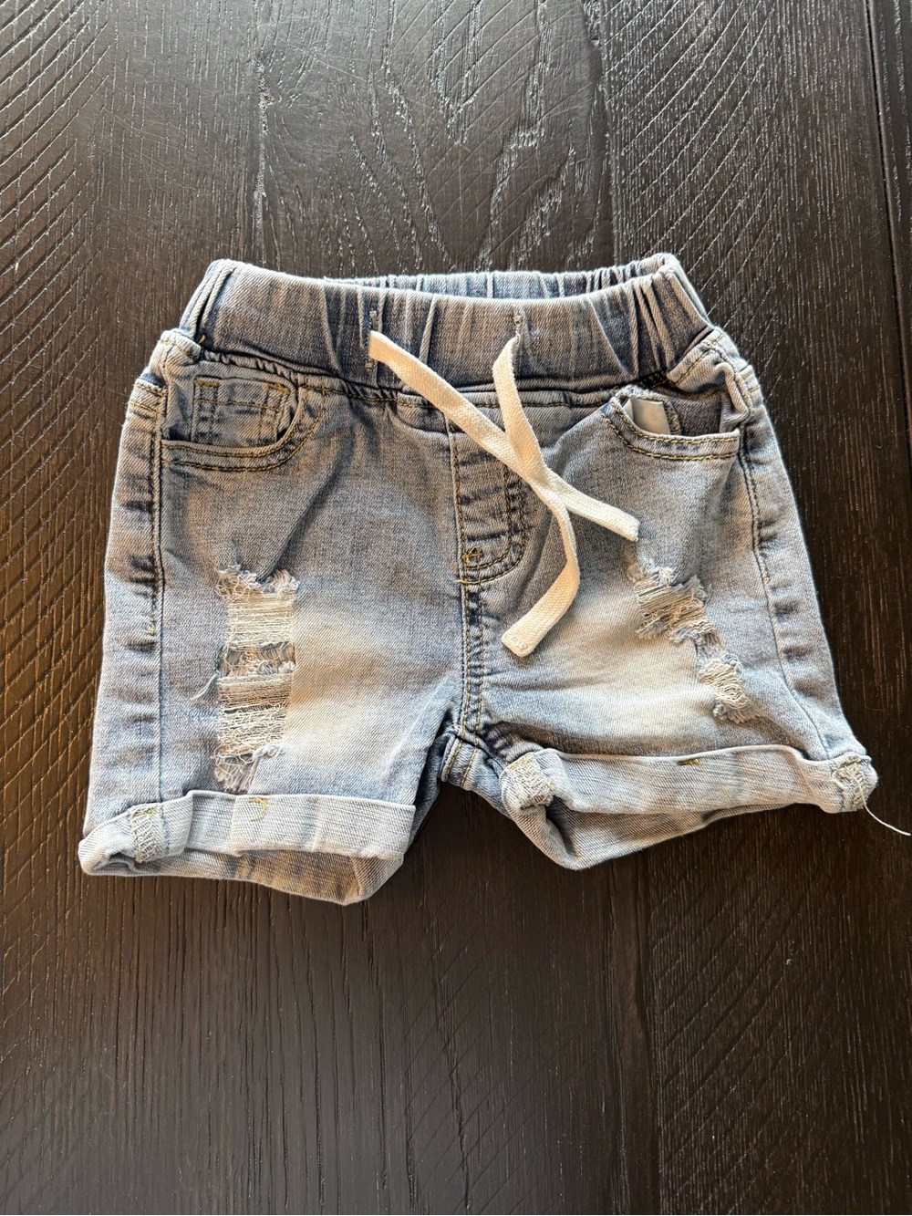 Little Bipsy Light Blue Washed Denim Shorts with Drawstring